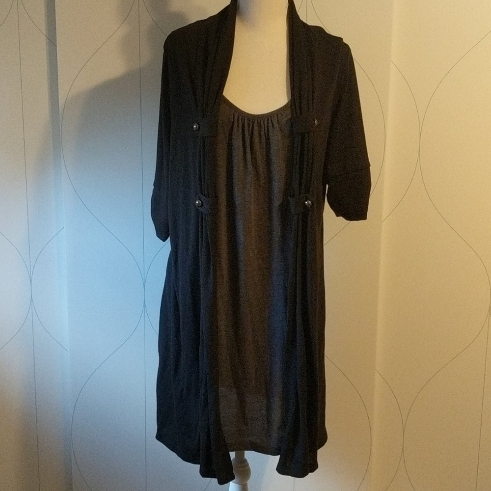 🦚 5/$25 Gray Dress with attached Cardigan